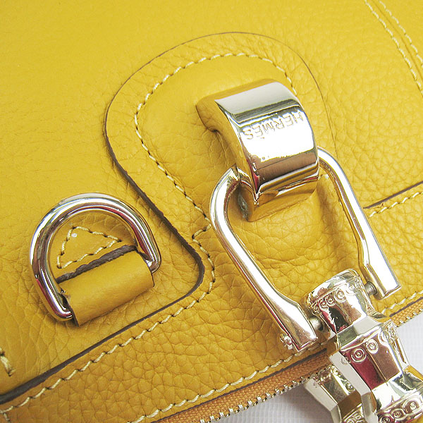 Replica Hermes New Arrival Double-duty leather handbag Yellow 60669